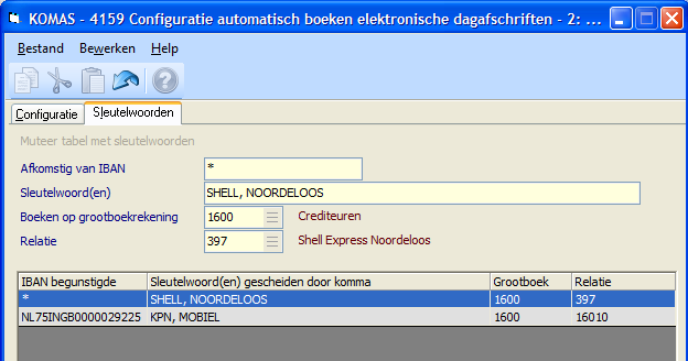 Configuratie Automatisch boeken
